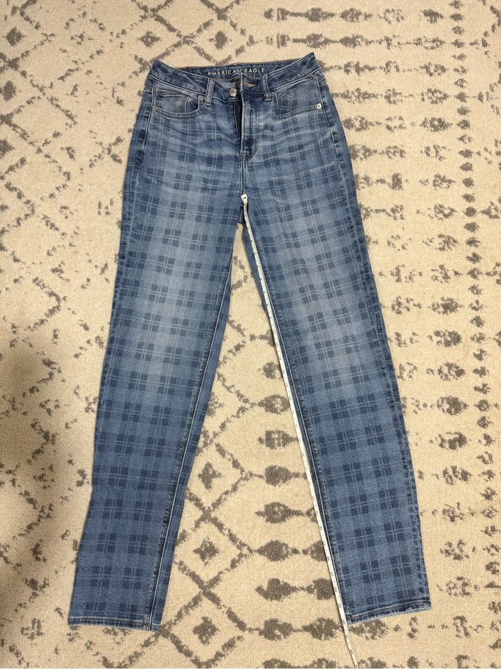 American Eagle Outfitters Blue Plaid Skinny Jeans - Women's